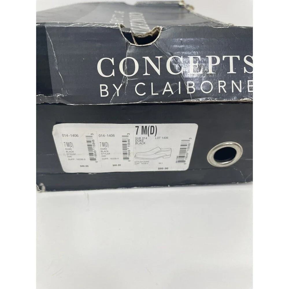 Claiborne Concepts Men’s Duke Classic Leather Dress Shoes Black Size 7M